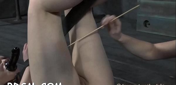  Slave receives lusty ass whipping previous to pussy torturing